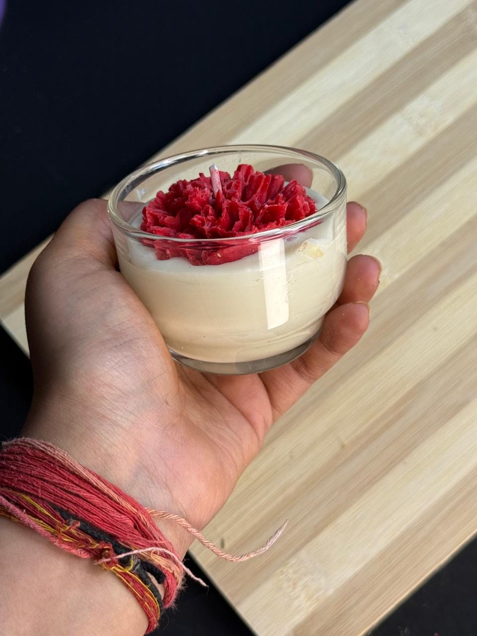 Crimson Bloom Floral Candle – Handmade Luxury Jar Candle