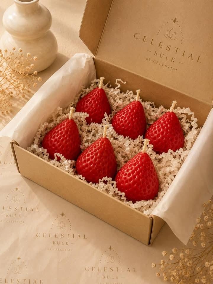 Handcrafted Strawberry Dessert Candle Gift Box (Set of 6)