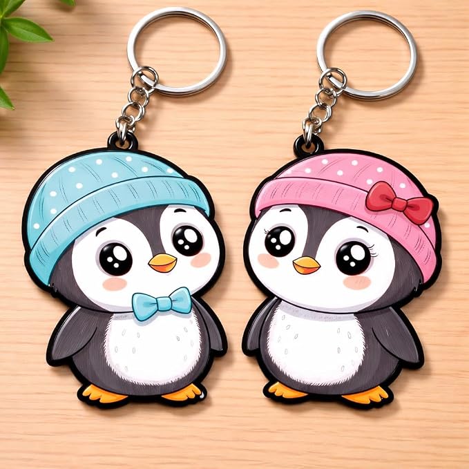 Cute Penguin Couple Keychain Set – Pack of 2