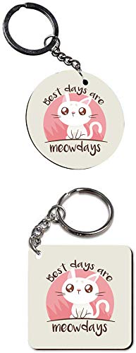 Best Days Are Meowdays Cute Cat Keychain Set – Pack of 2
